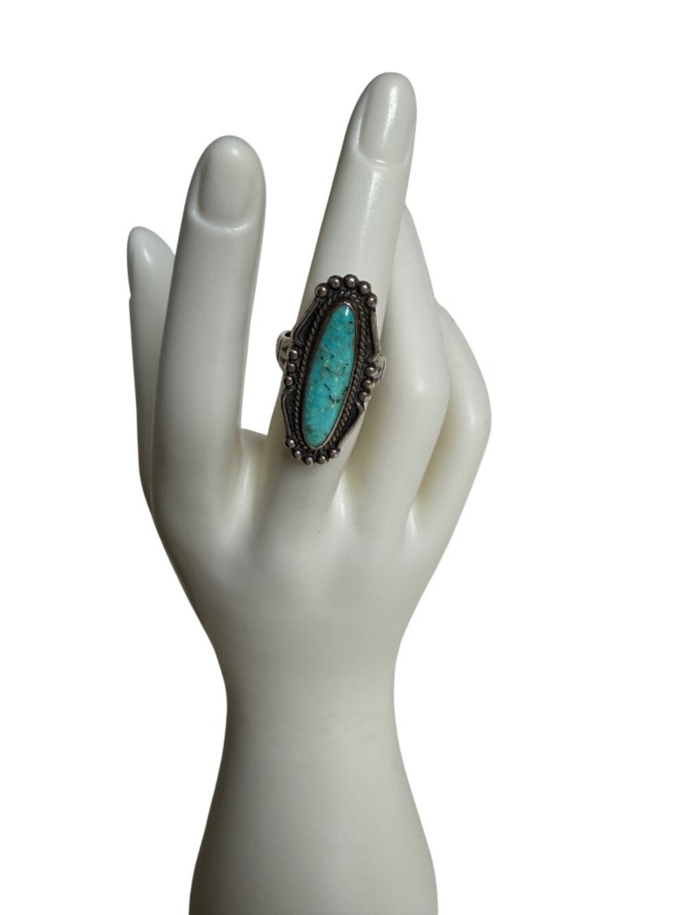 Vintage Bell Trading Post Sterling Turquoise Oval Ring 7 gr Sz 6 Southwestern - Picture 13 of 13